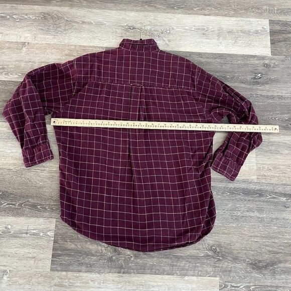 Bill Blass Mens Plaid Shirt Extra Large Tall XLT Maroon Cotton - Picture 11 of 16